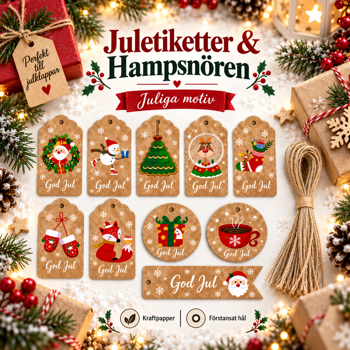 Skrivbara presentetiketter – 50-pack
